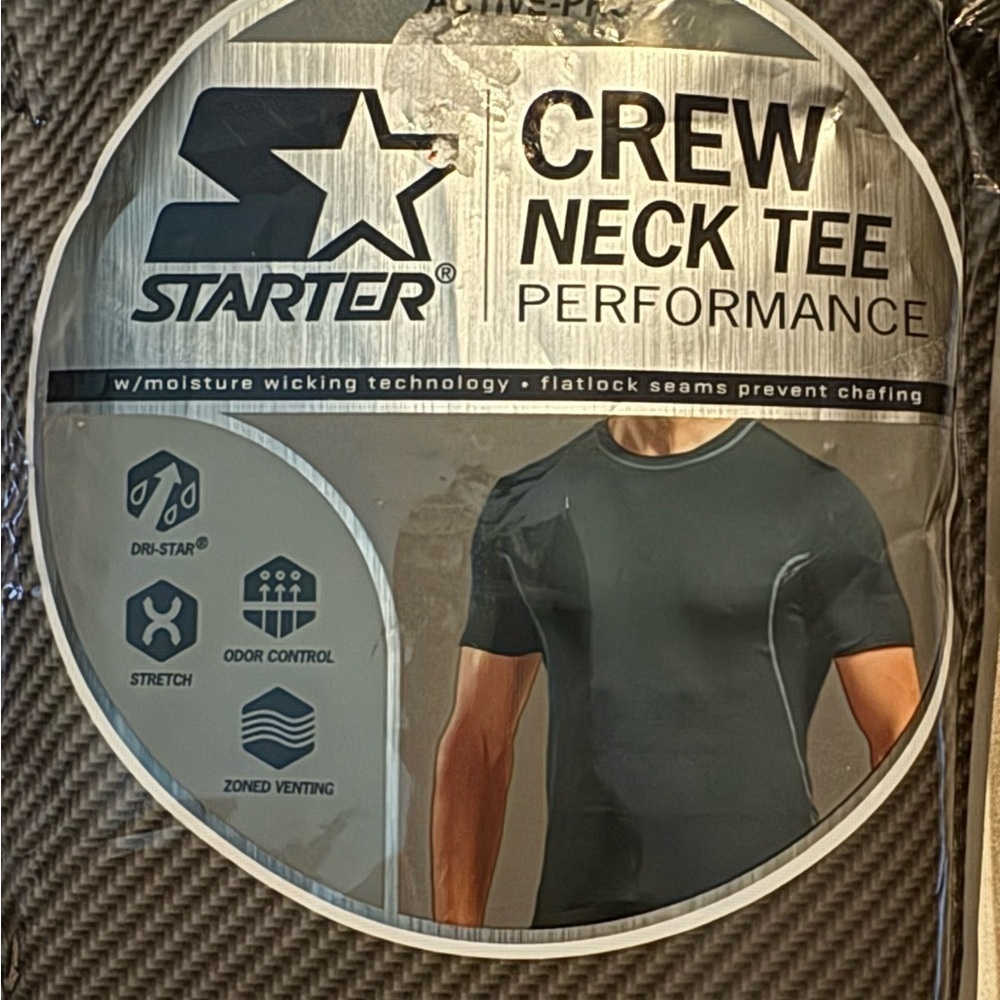 STARTER Men's Performance Black Crew Neck Tee